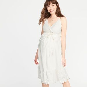 NWOT Cream linen old navy maternity dress